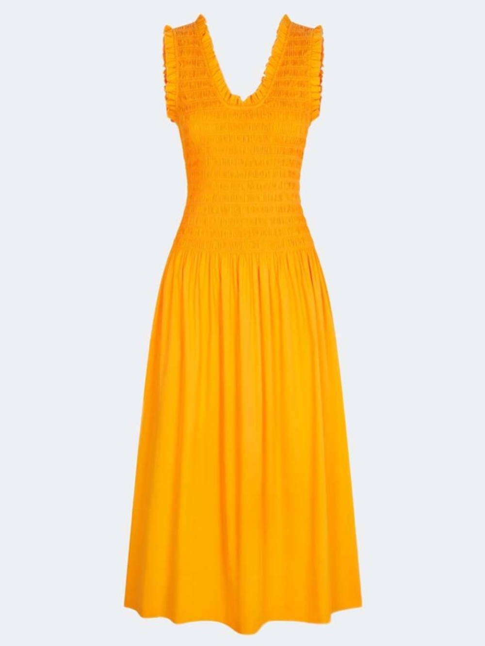 NWOT SIMON MILLER ZINI POPLIN SMOCKED DRESS SHERBERT ORANGE